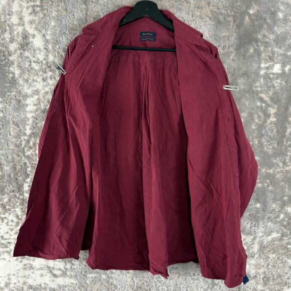 Club Room Size L 80s Pinpoint Oxford Casual Button Shirt Red Long Sleeve - Picture 3 of 9